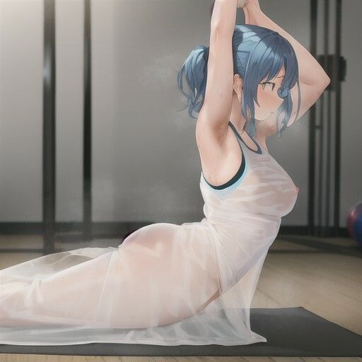 スッケスケ！？エロフィットネスクラブ  青髪ちゃん編 - サンプル画像 1