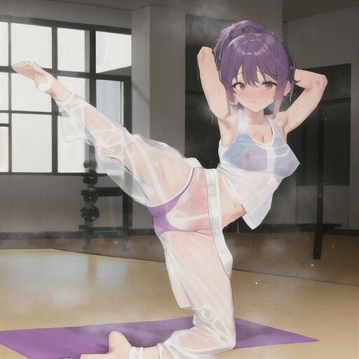 スッケスケ！？エロフィットネスクラブ  紫髪ちゃん編 - サンプル画像 2