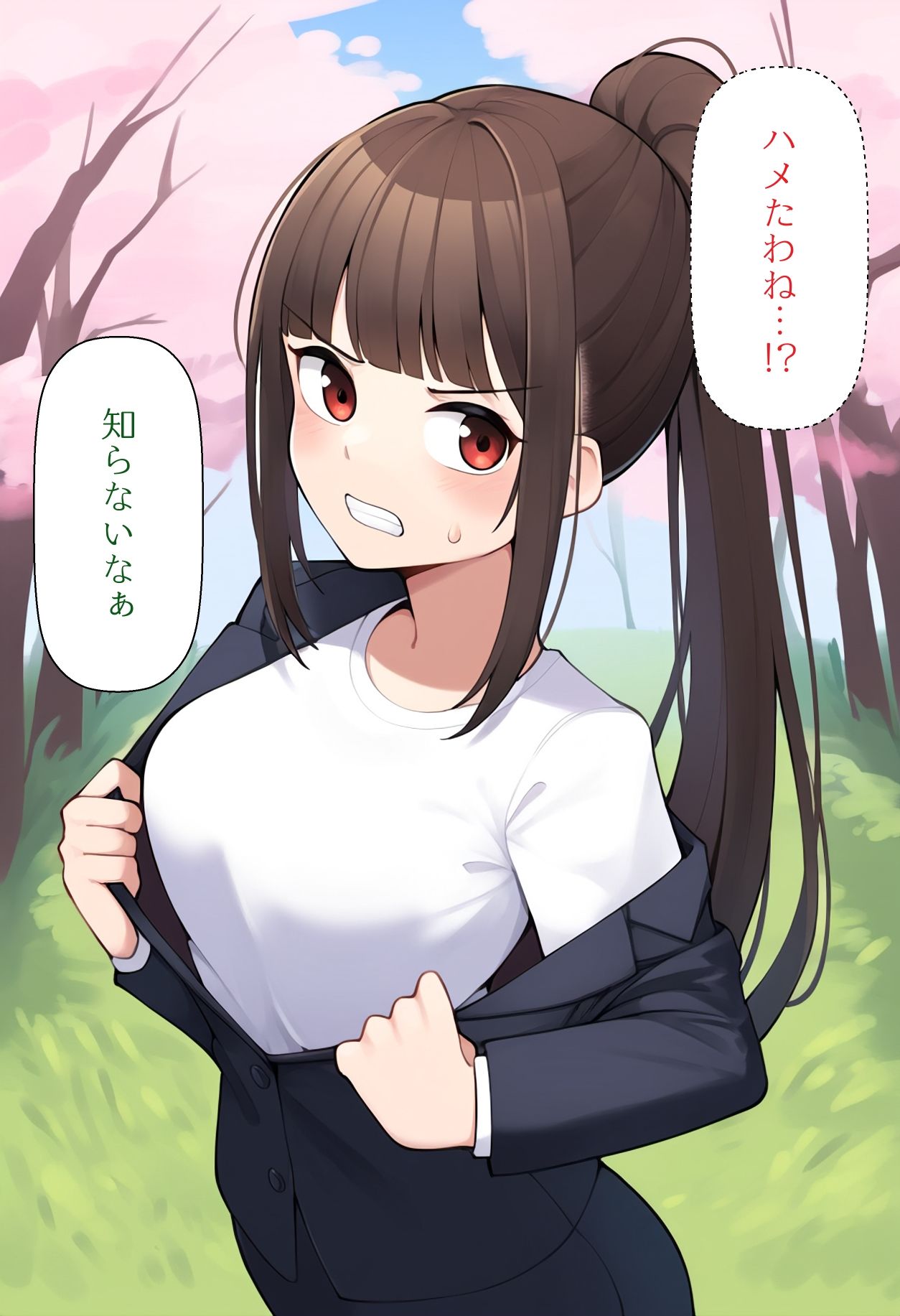 ［AI生成イラストCG集］花見準備を手伝わない生意気な後輩に全裸カラオケをやらせたCG集 - サンプル画像 3