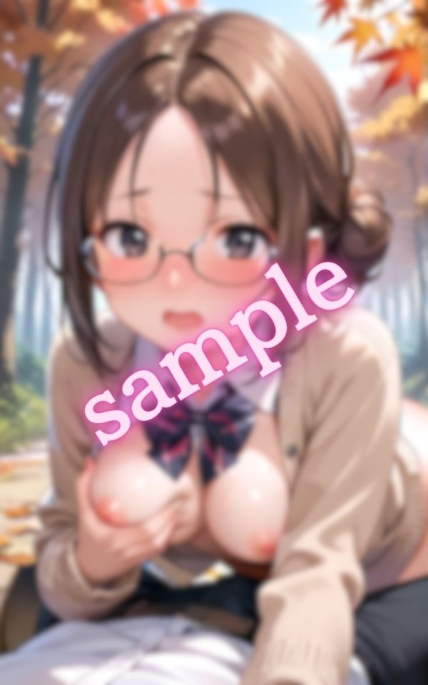 紅葉を見ながらメガネ美女の巨大おっぱいを揉みしだく - サンプル画像 2