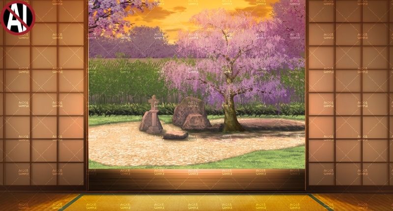 みにくる背景CG素材集『桜の日本庭園』 - サンプル画像 2