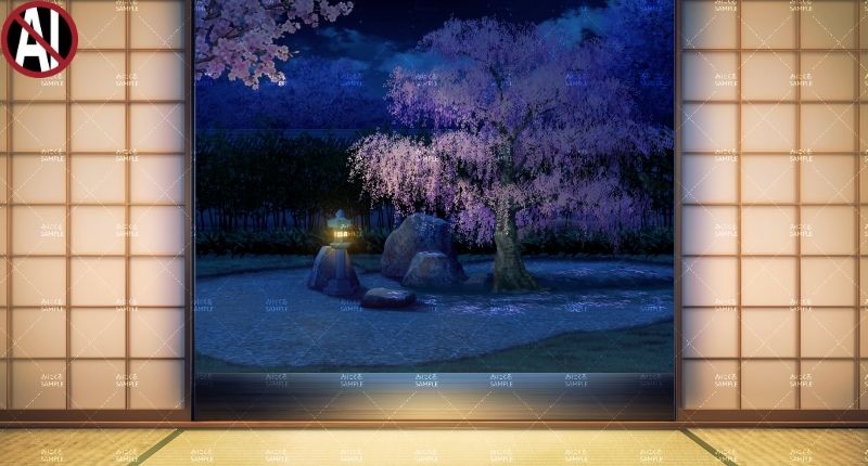 みにくる背景CG素材集『桜の日本庭園』 - サンプル画像 3
