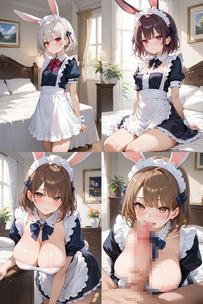 ケモミミ？の楽園 うさぎ メイド服編 - サンプル画像 1