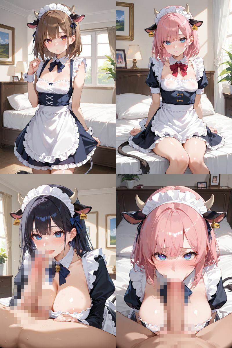 ケモミミ？の楽園 うし メイド服編 - サンプル画像 1