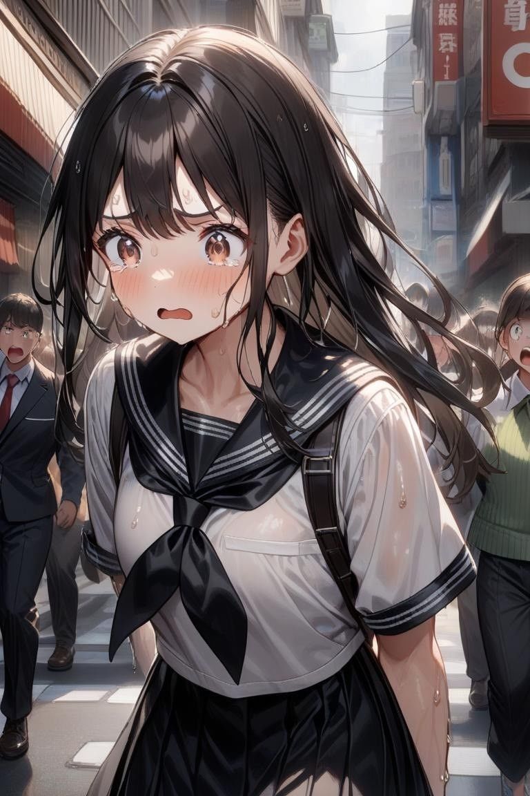お漏らしするセーラー服美少女 - サンプル画像 1