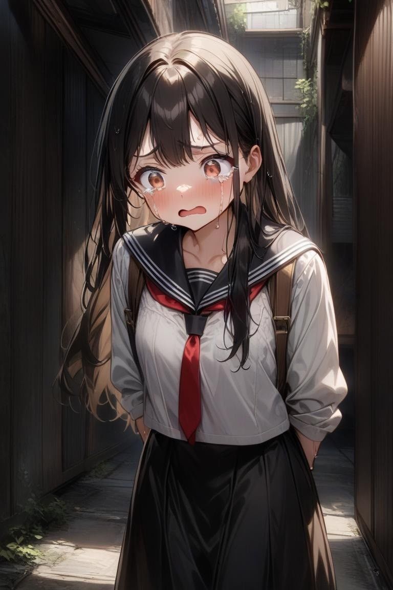 お漏らしするセーラー服美少女 - サンプル画像 2