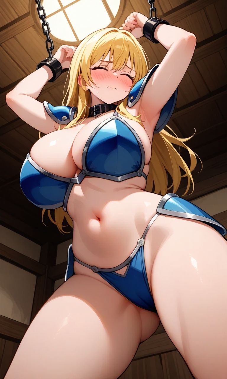 フェチコレVol.46 吊り上げ拘束される巨乳ビキニアーマー女戦士たち（金髪オンリー）【総枚数250枚】 - サンプル画像 5