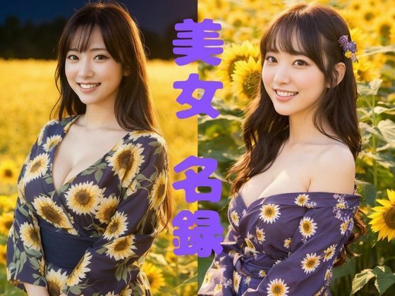 【美女名録】vol1.15  向日葵の夜──ひまわり畑で待つ君  204枚【AIグラビア写真集】
