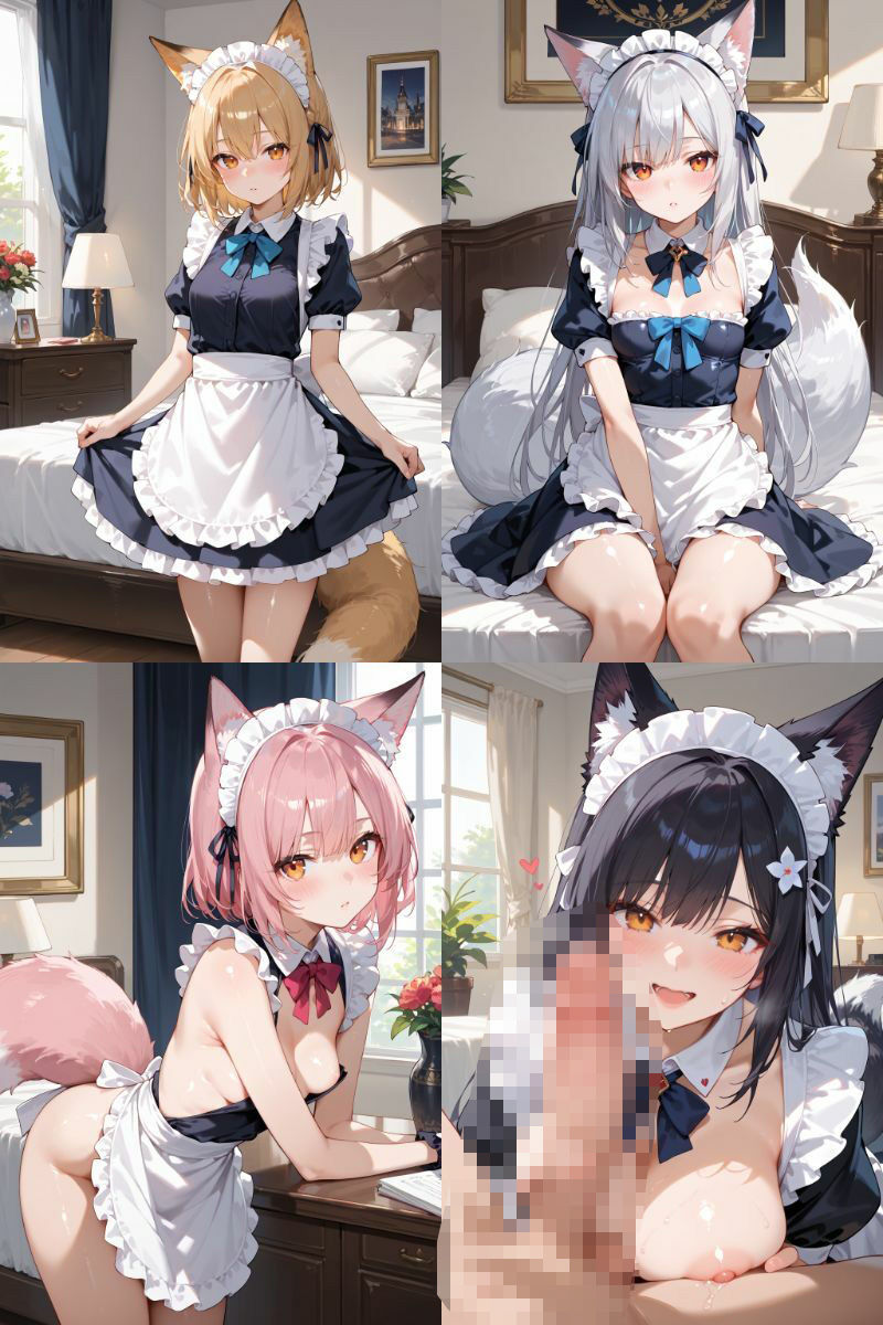 ケモミミ？の楽園 きつね メイド服編 - サンプル画像 1