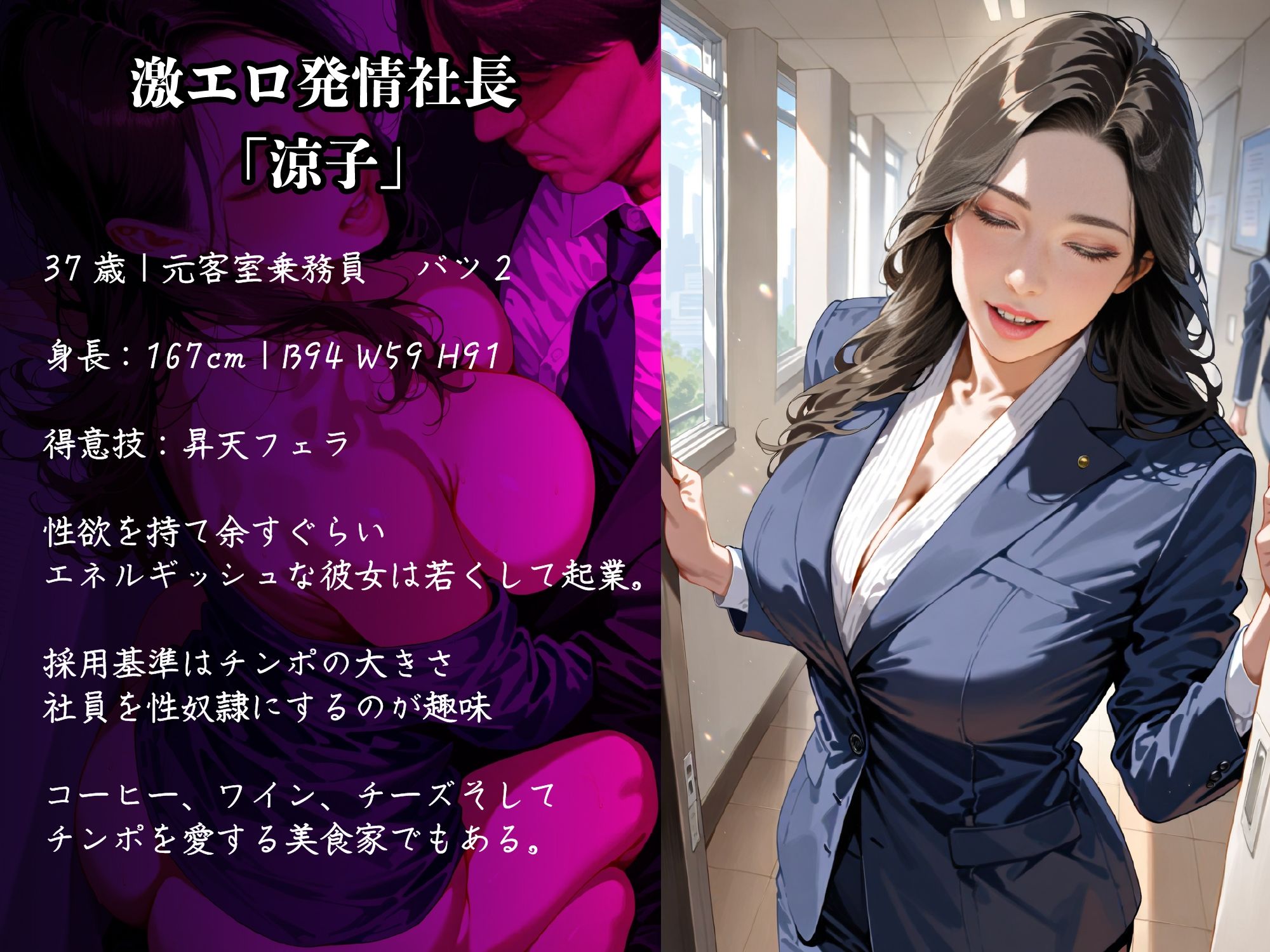 チンポ大好き激エロ発情女社長 寺尾 涼子 社内無双 - サンプル画像 1
