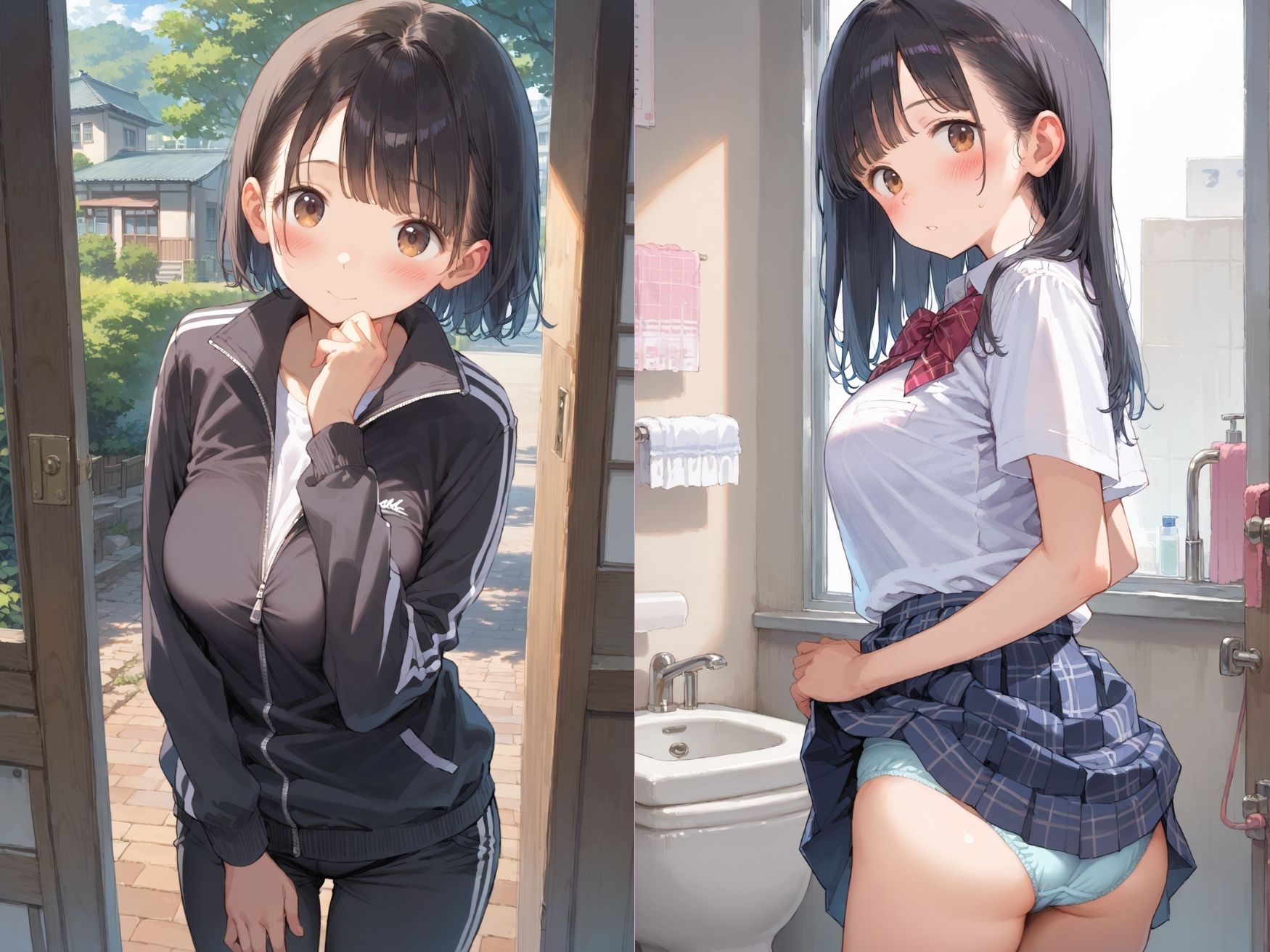 【学園性行】淫乱少女×種付けレ●プ - サンプル画像 1