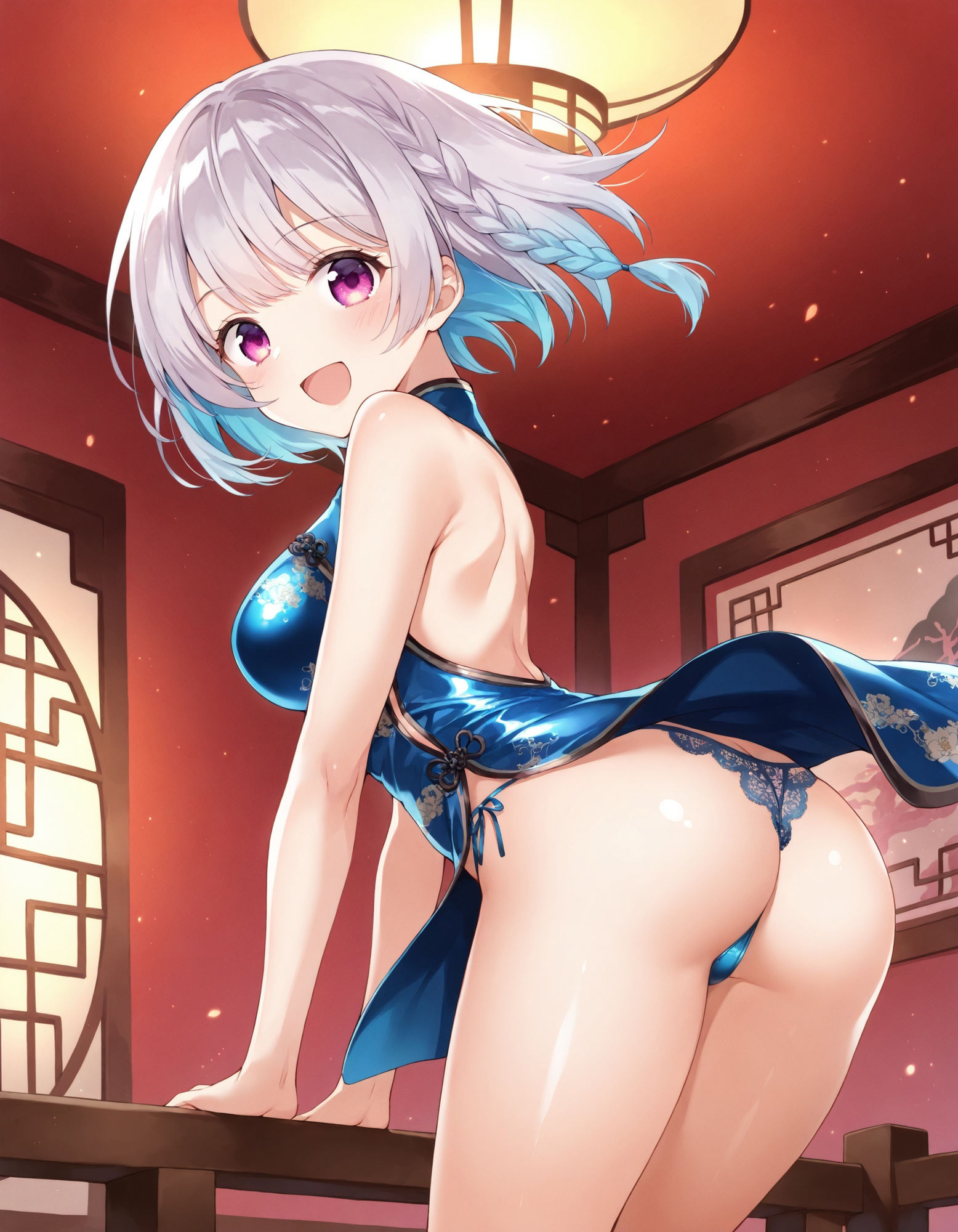 チャイナドレスで前かがみパンチラ - サンプル画像 5
