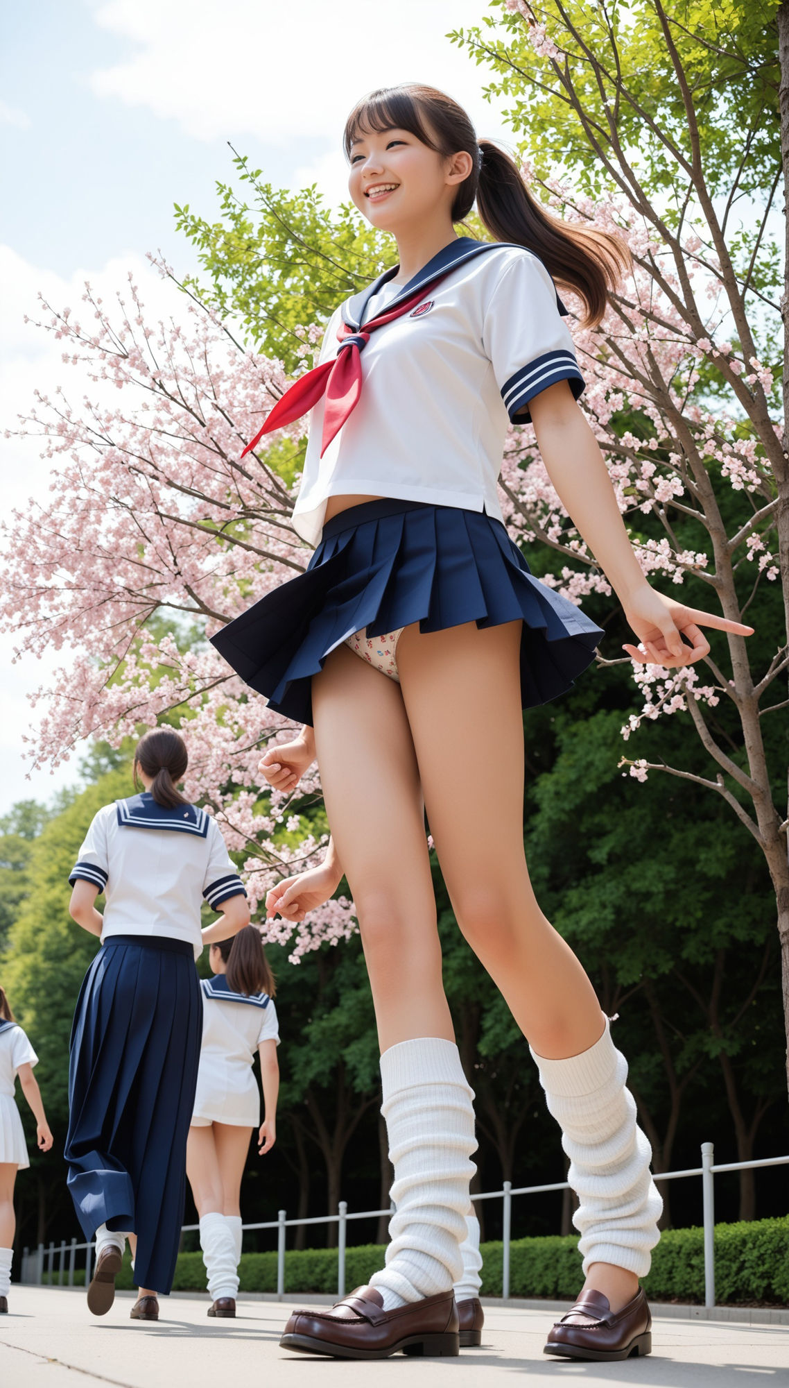 ミニスカートとルーズソックスの新入学の制服女子200p - サンプル画像 1