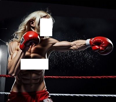 FIGHTING GIRLS MAGAZINE:戦う女パツキントップレスボクサーのパンツも脱げ落ちそうなぐらい激しい練習風景のひとコマ - サンプル画像 2
