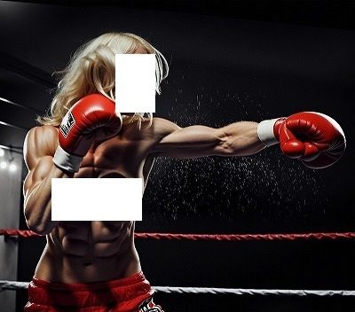 FIGHTING GIRLS MAGAZINE:戦う女パツキントップレスボクサーのパンツも脱げ落ちそうなぐらい激しい練習風景のひとコマ - サンプル画像 3