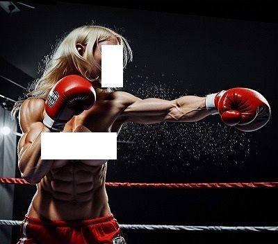FIGHTING GIRLS MAGAZINE:戦う女パツキントップレスボクサーのパンツも脱げ落ちそうなぐらい激しい練習風景のひとコマ - サンプル画像 4