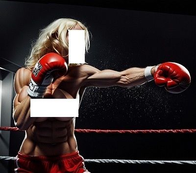 FIGHTING GIRLS MAGAZINE:戦う女パツキントップレスボクサーのパンツも脱げ落ちそうなぐらい激しい練習風景のひとコマ - サンプル画像 5