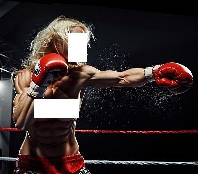 FIGHTING GIRLS MAGAZINE:戦う女パツキントップレスボクサーのパンツも脱げ落ちそうなぐらい激しい練習風景のひとコマ - サンプル画像 6