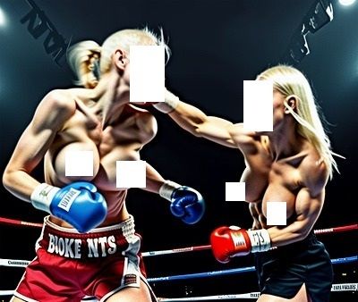 FIGHTING GIRLS MAGAZINE:激写！パツキントップレスボクサーのパンチが顎にヒットする瞬間！ - サンプル画像 3