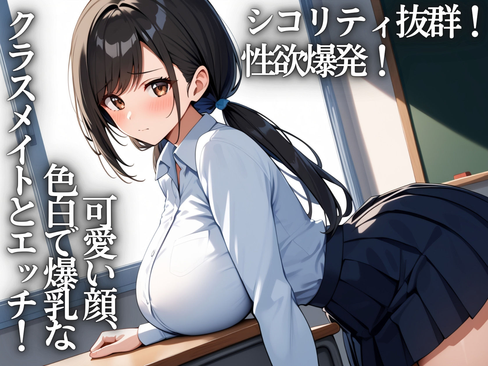 爆乳学園No.1〜隣の席のたゆんたゆんデカパイJKを肉オナホにしたったwww - サンプル画像 1
