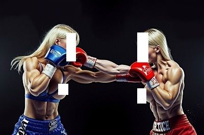 FIGHTING GIRLS MAGAZINE:激写！パツキントップレスボクサーのパンチが顔面にヒットする瞬間！ - サンプル画像 1