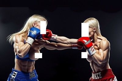 FIGHTING GIRLS MAGAZINE:激写！パツキントップレスボクサーのパンチが顔面にヒットする瞬間！ - サンプル画像 3