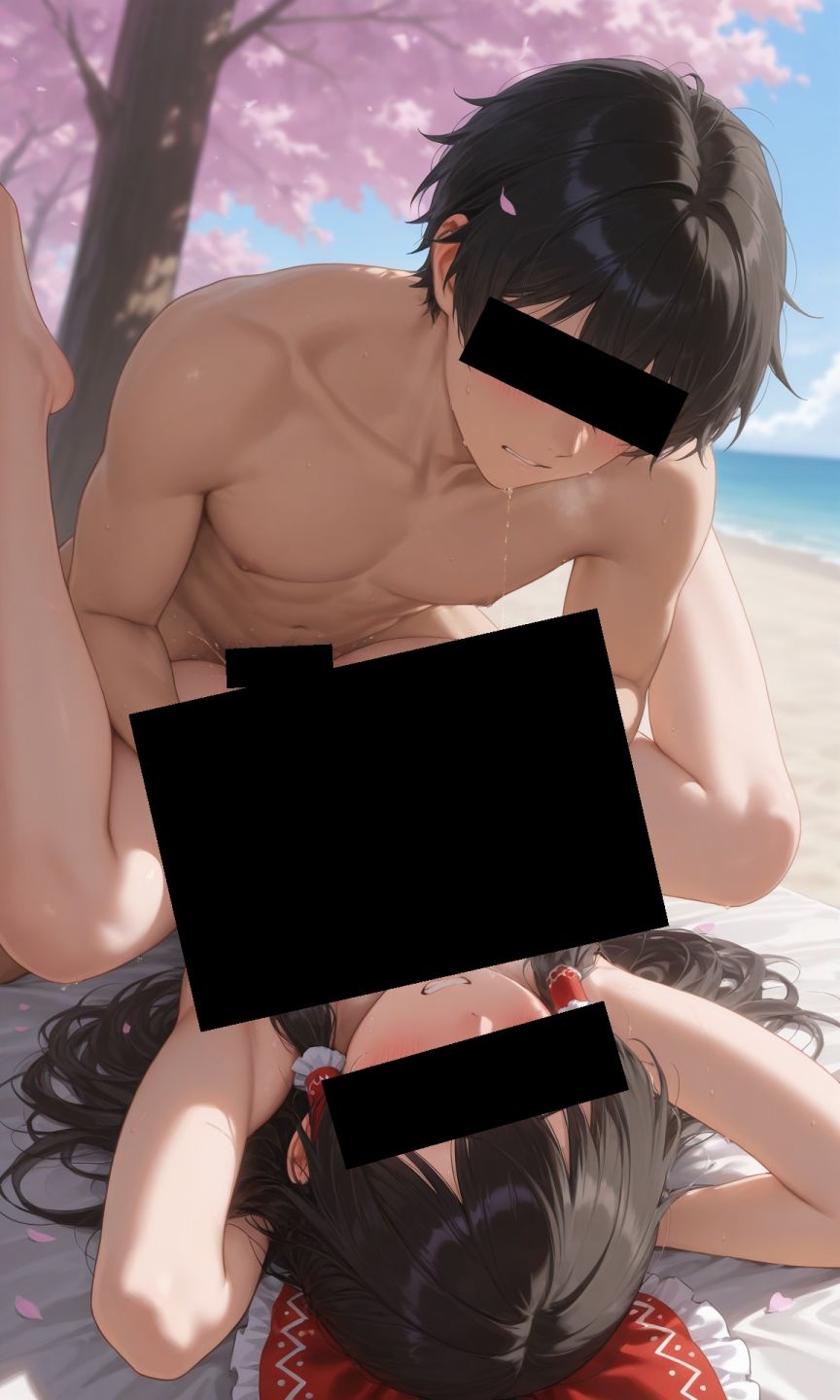 魔理沙は霊夢のえっちな写真を撮りたいようです。〜春の風の強い昼の海編〜 - サンプル画像 1