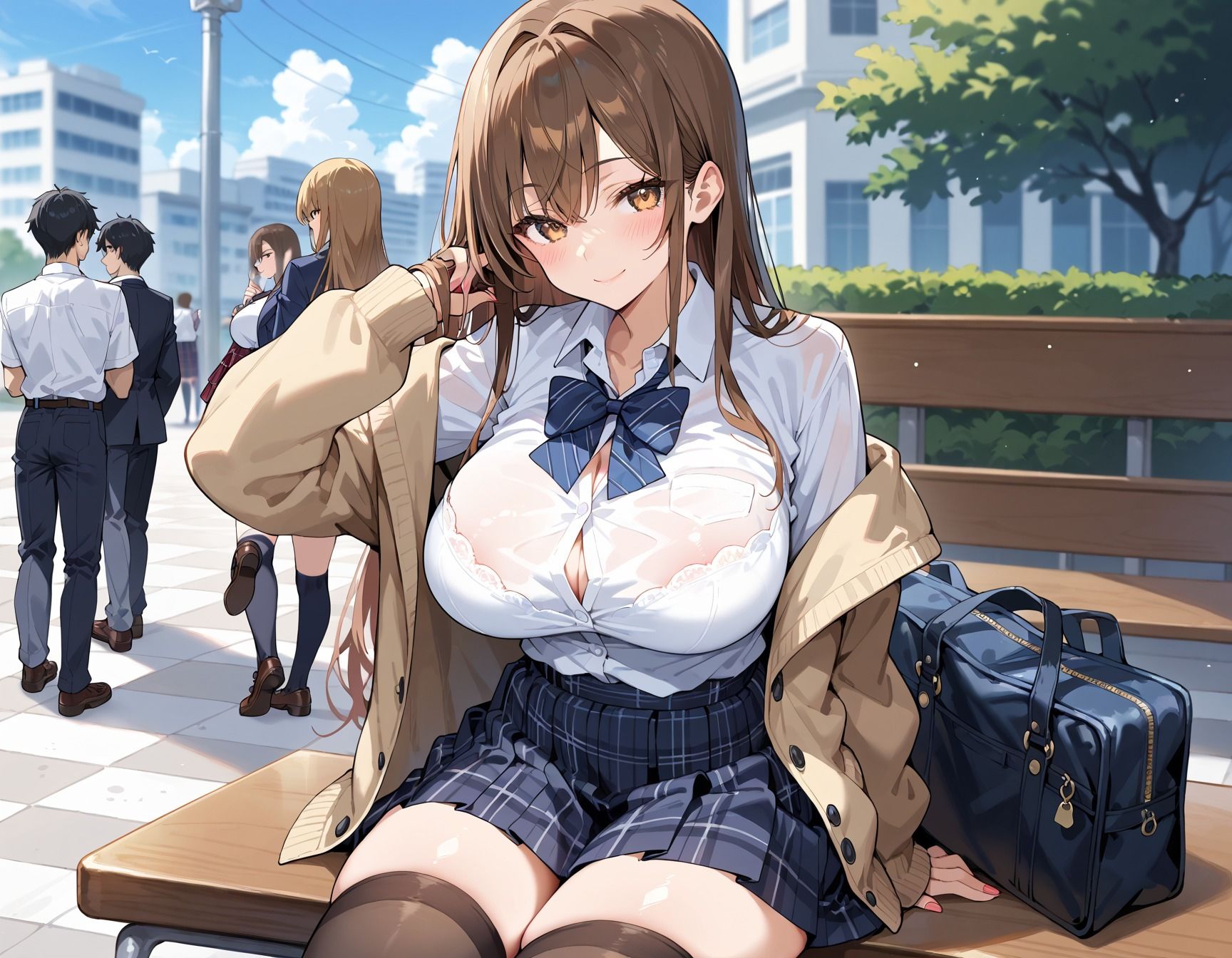 【高画質画像集】爆乳女子校生に制服のまま生ハメ中出し - サンプル画像 3