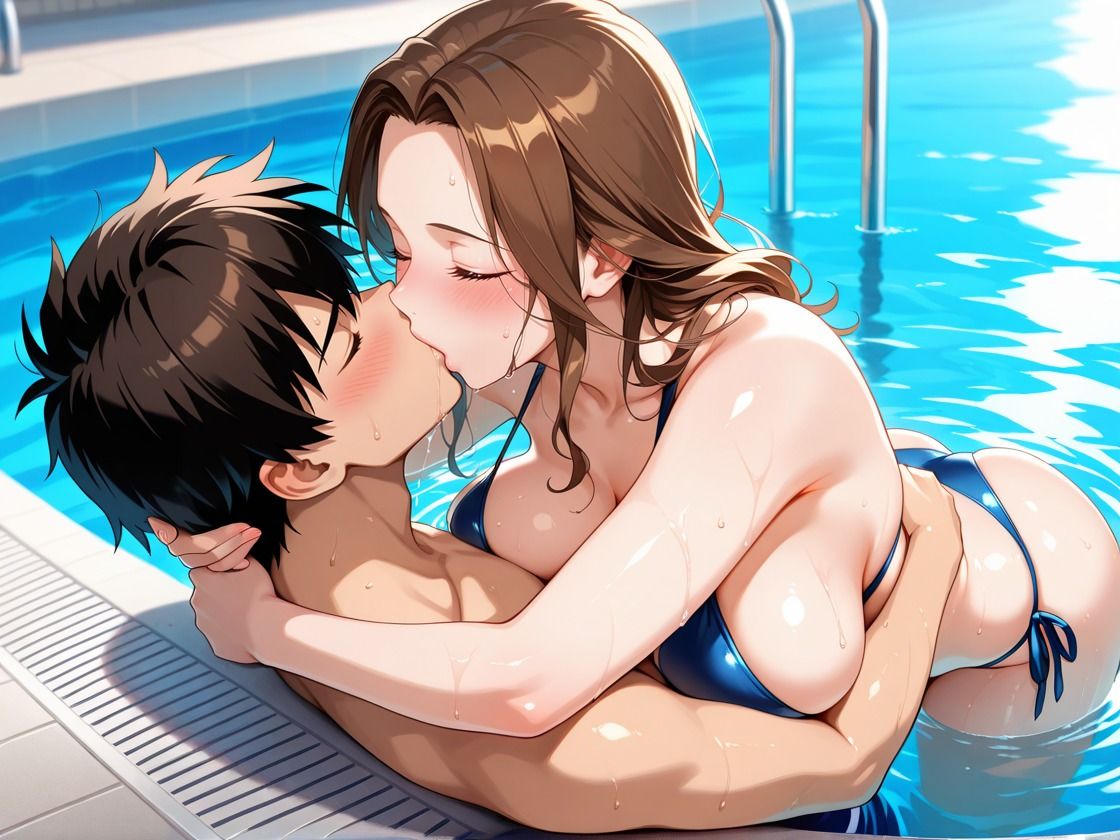 プールで種付け ビキニ人妻とびしょ濡セックス - サンプル画像 2