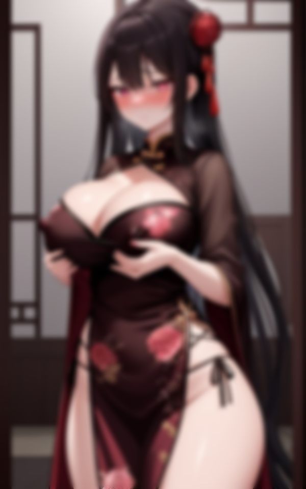 セクシーチャイナコスプレで客を誘惑する淫乱ビッチ爆乳美女 - サンプル画像 5