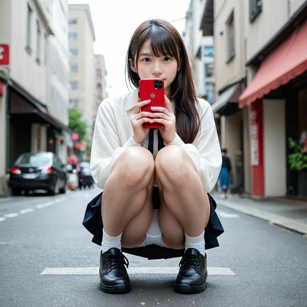 しゃがみ女子〜太もも・脚・パンチラを楽しむ画像集 - サンプル画像 4
