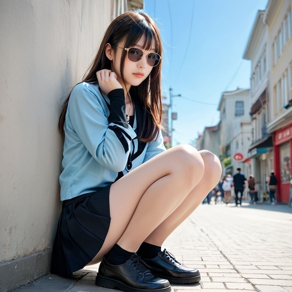しゃがみ女子〜太もも・脚・パンチラを楽しむ画像集 - サンプル画像 5