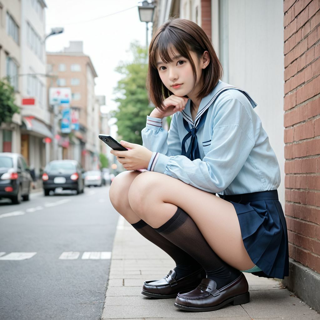 しゃがみ女子〜太もも・脚・パンチラを楽しむ画像集 - サンプル画像 7