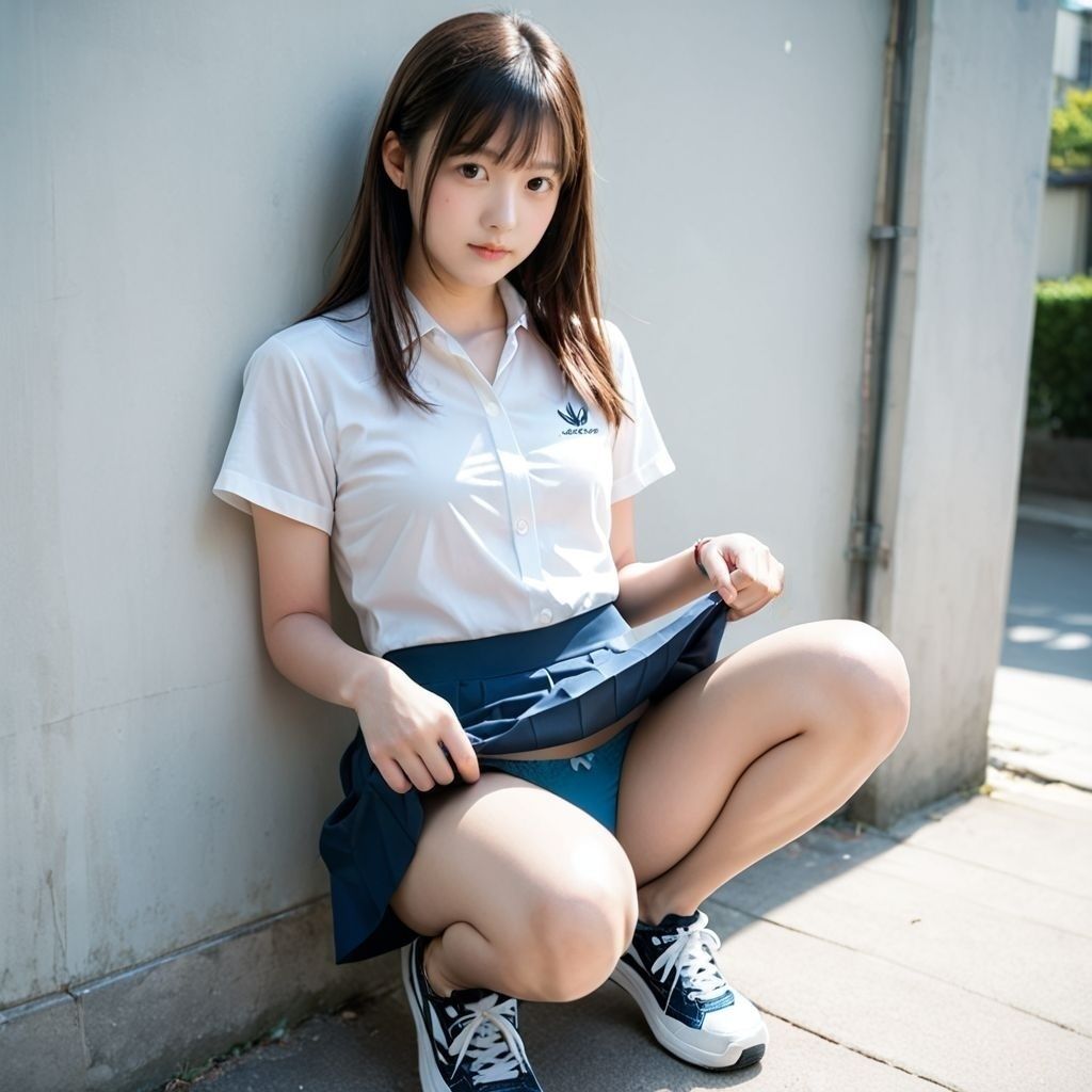 しゃがみ女子〜太もも・脚・パンチラを楽しむ画像集 - サンプル画像 10