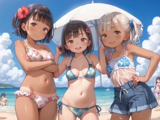 ロリっ子たちと夏のビーチ - サンプル画像 1