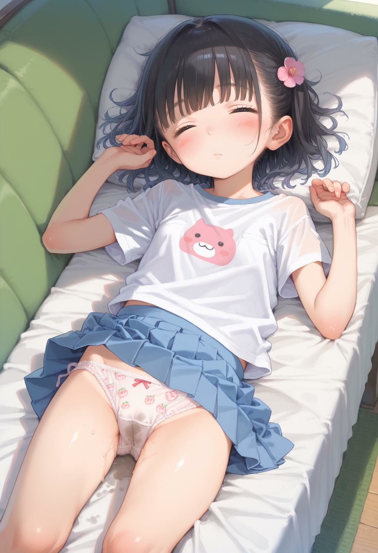 妹の染みつきパンティ開脚丸出しで爆睡 - サンプル画像 2