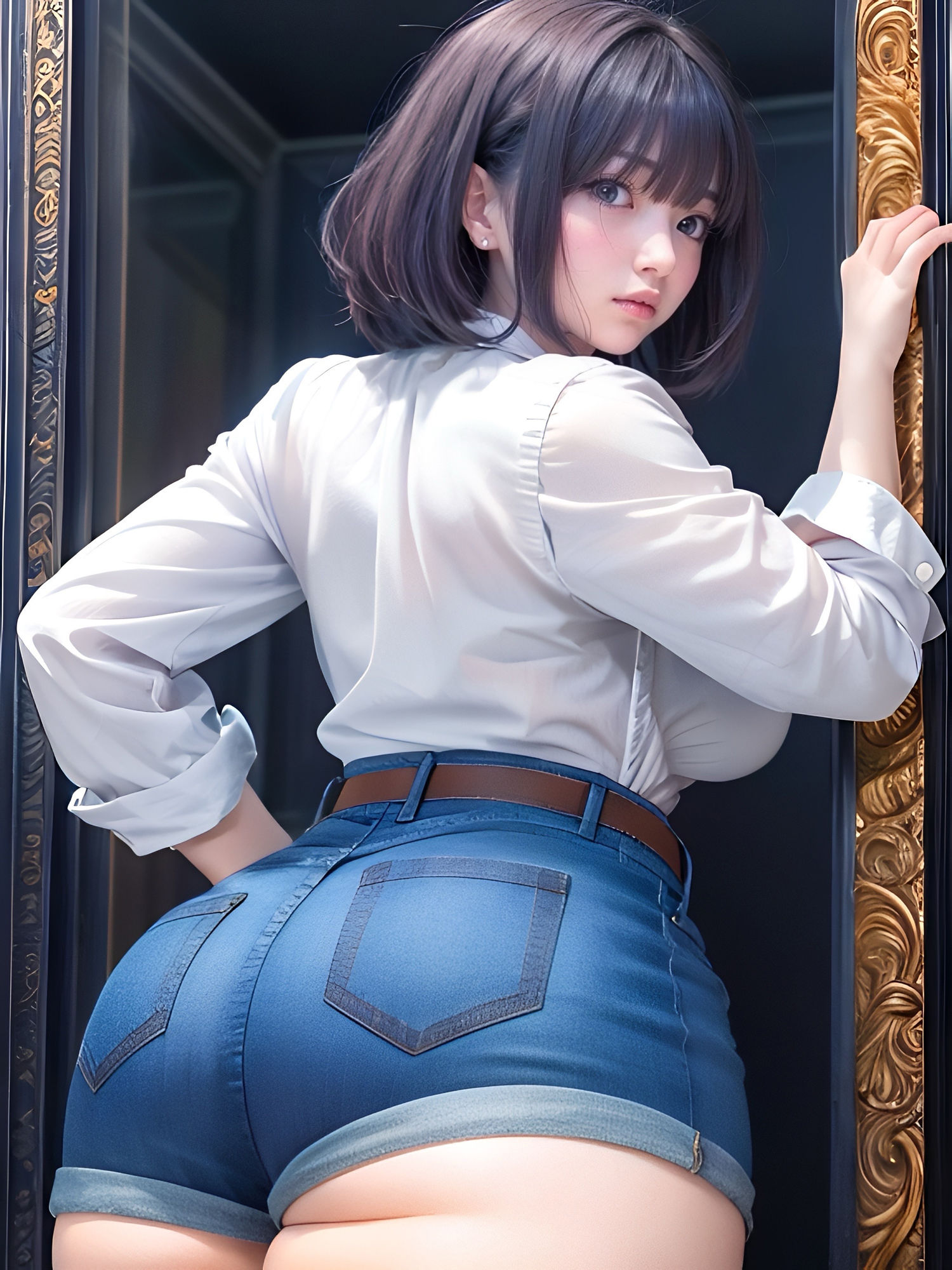 デニムホットパンツ リアル - サンプル画像 1