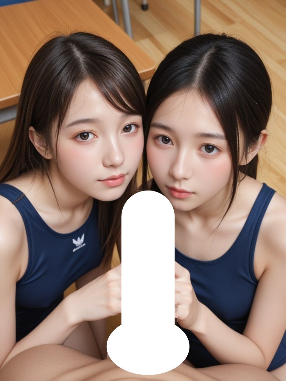 教室スク水顔射スペルマぶっかけ美少女 - サンプル画像 2