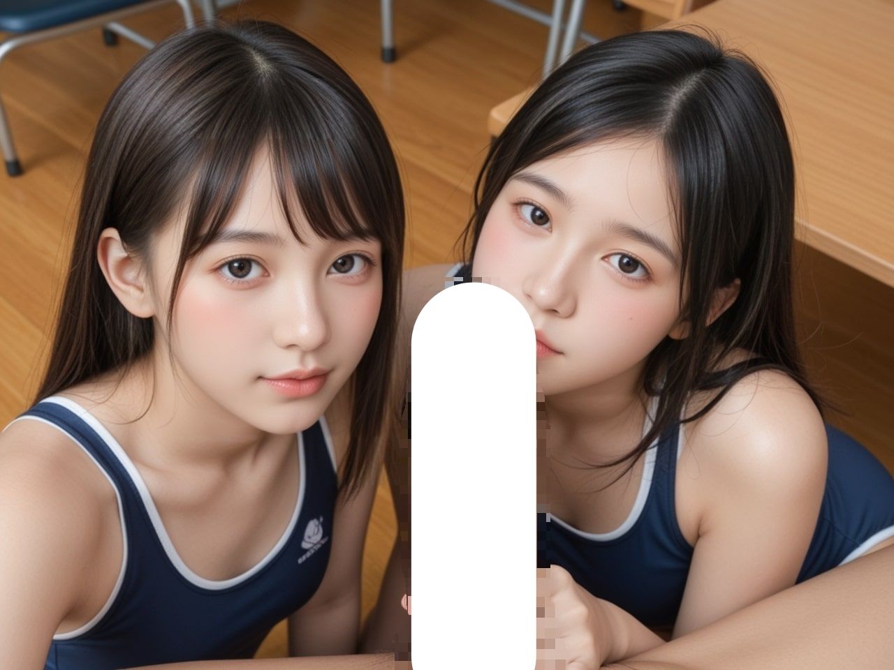 教室スク水顔射スペルマぶっかけ美少女 - サンプル画像 5