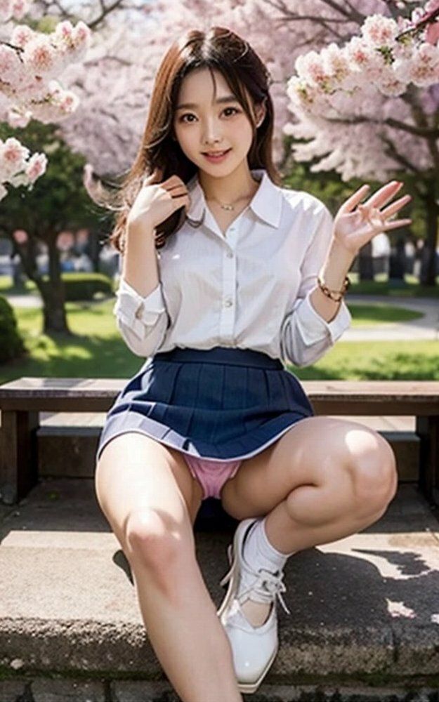 女子大生お花見パンチラ画像集 - サンプル画像 2