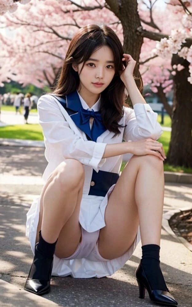 女子大生お花見パンチラ画像集 - サンプル画像 3