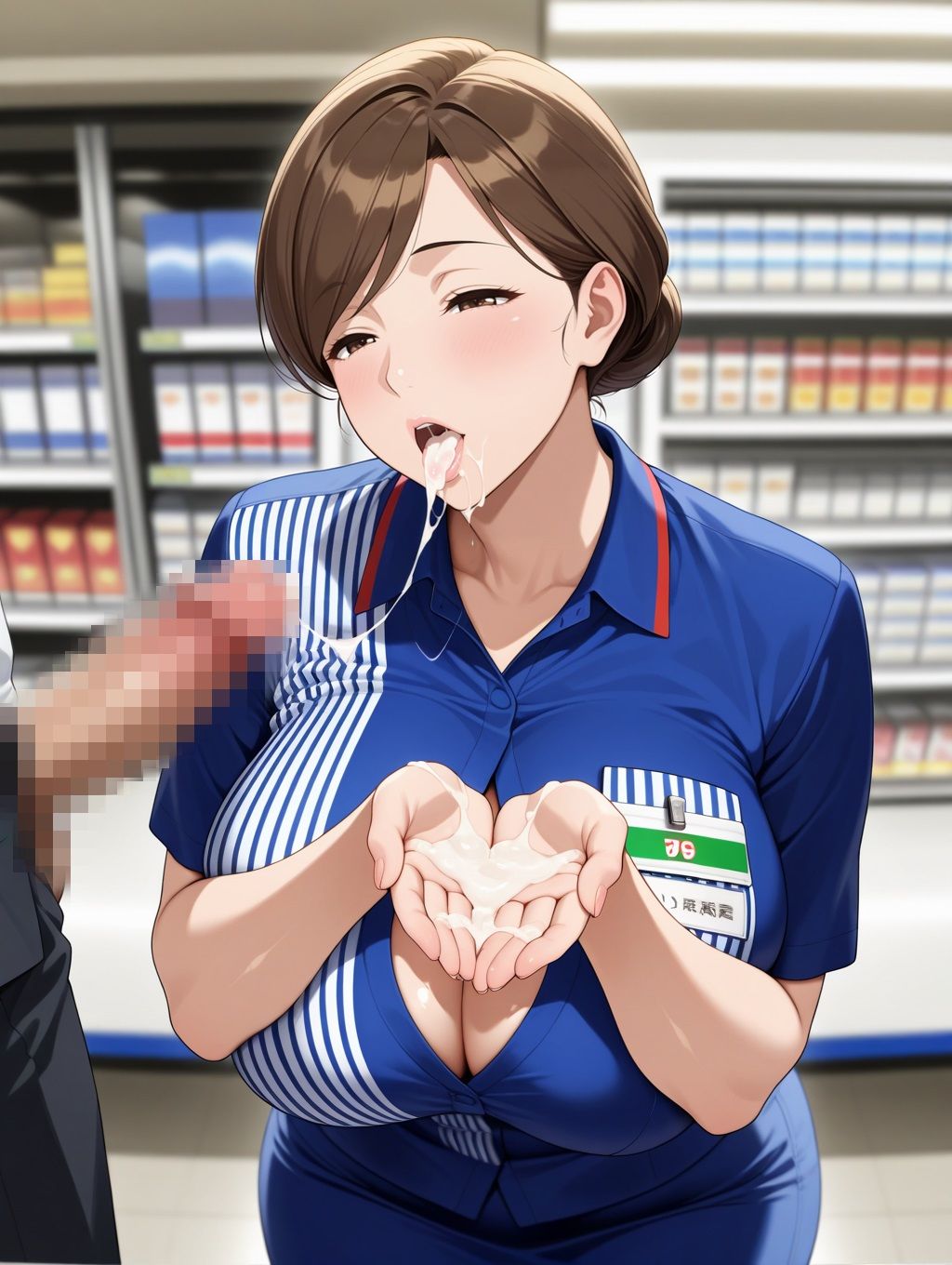 中出しセックスさせてくれるバイト先の爆乳人妻 - サンプル画像 1