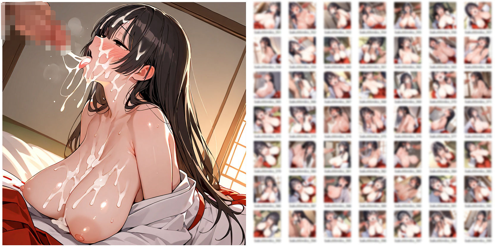 爆乳垂れ乳巫女さんに気持ちいいことしてもらうだけのCG集 - サンプル画像 8