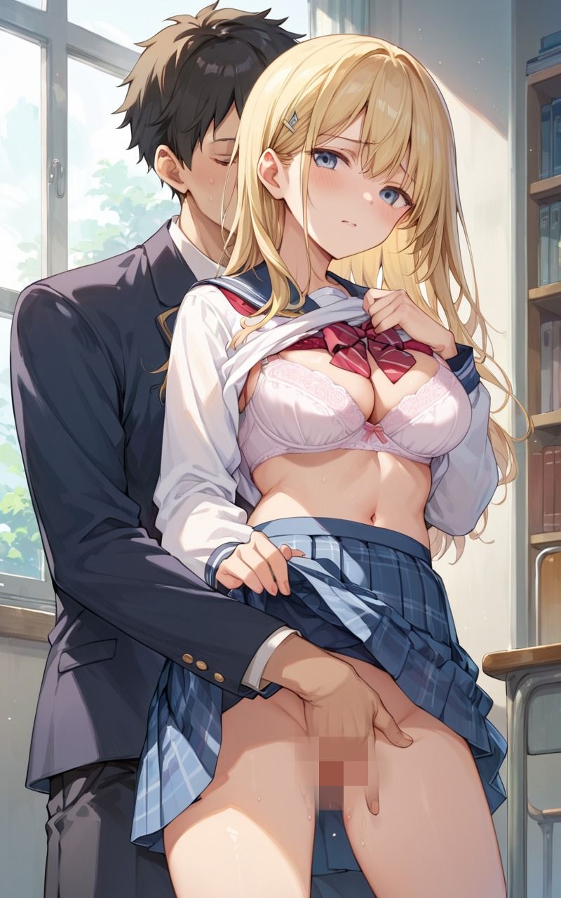 同級生金髪ちゃんとヤリまくり校内生ハメsex - サンプル画像 2