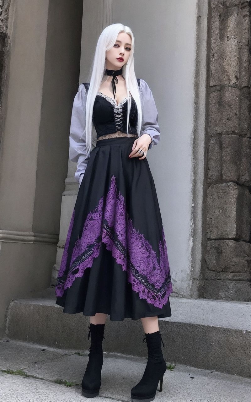 AI美女写真集┃黒スカートの美女 - サンプル画像 2