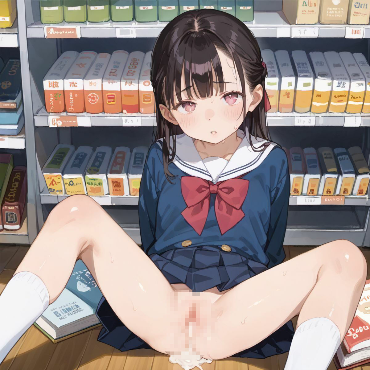文系つるぺた少女と静かな図書館でヌルヌル中出し性交02 - サンプル画像 1