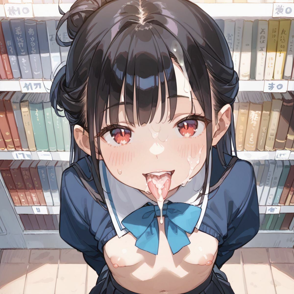 文系つるぺた少女と静かな図書館でヌルヌル中出し性交02 - サンプル画像 9