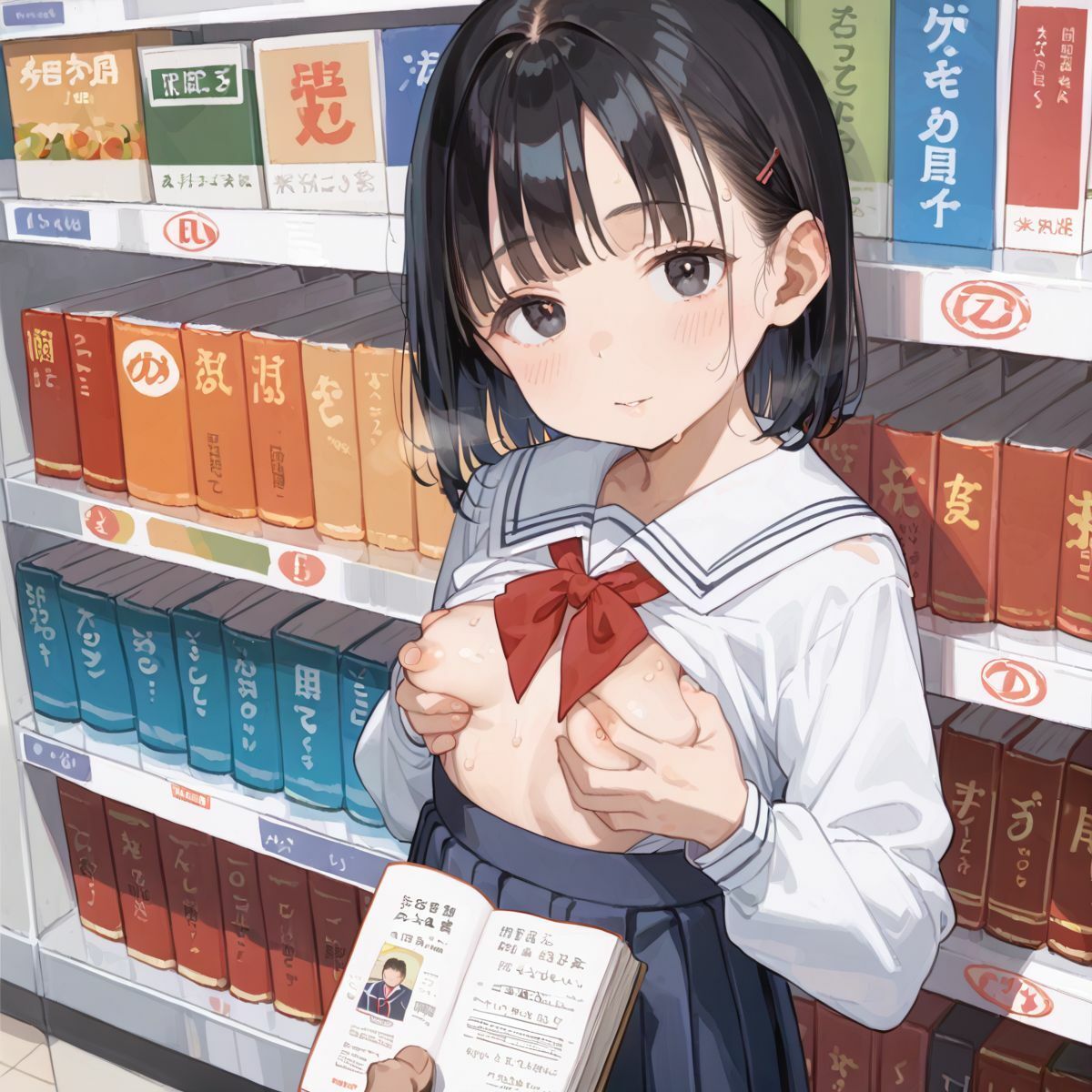 文系つるぺた少女と静かな図書館でヌルヌル中出し性交03 - サンプル画像 10