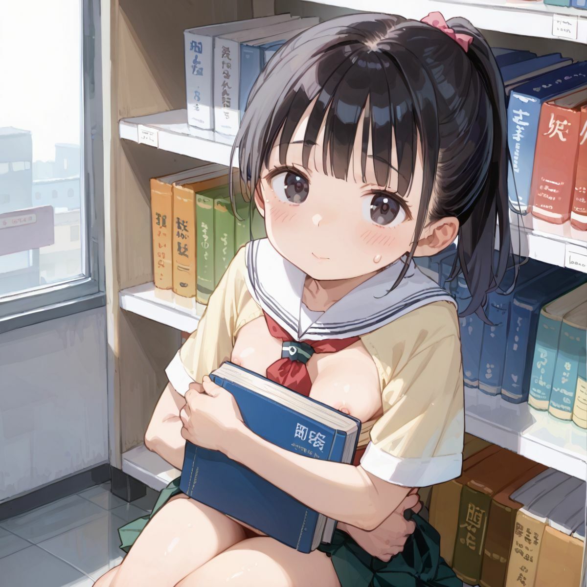 文系つるぺた少女と静かな図書館でヌルヌル中出し性交04 - サンプル画像 4