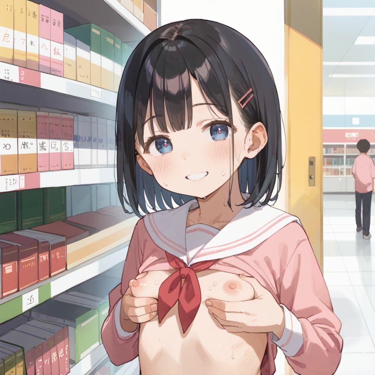文系つるぺた少女と静かな図書館でヌルヌル中出し性交04 - サンプル画像 8